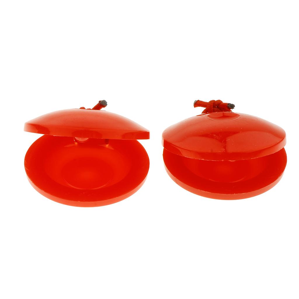 1 Pair Plastic Castanet Kids Percussion Toy Red