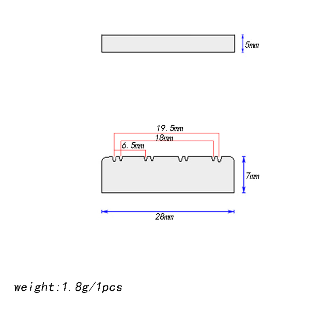 Mandolin Nut 8 String Mandolin Bone Slotted Nuts 28x5x7mm