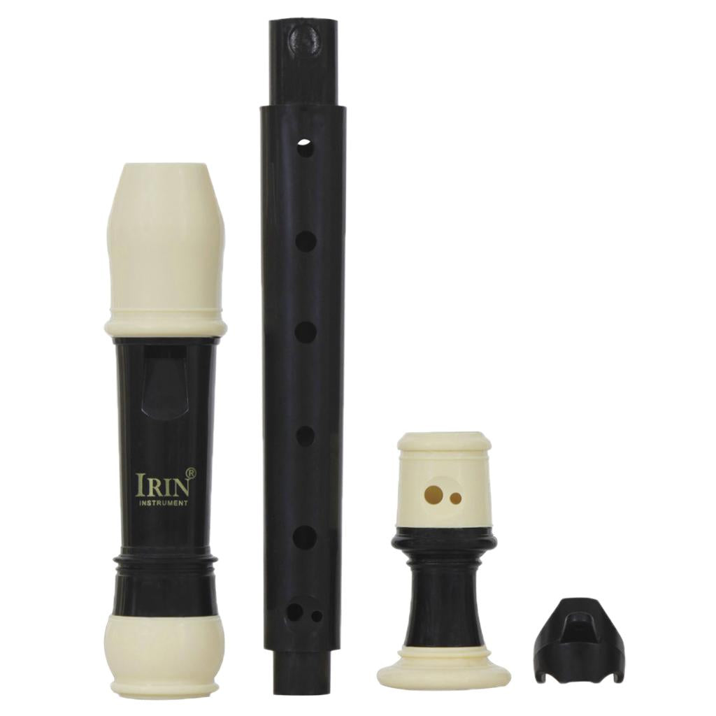 British ABS Baroque Treble B Tone 8 Hole Clarinet Descant Recorder Black