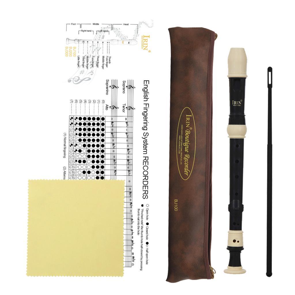 British ABS Baroque Treble B Tone 8 Hole Clarinet Descant Recorder Black