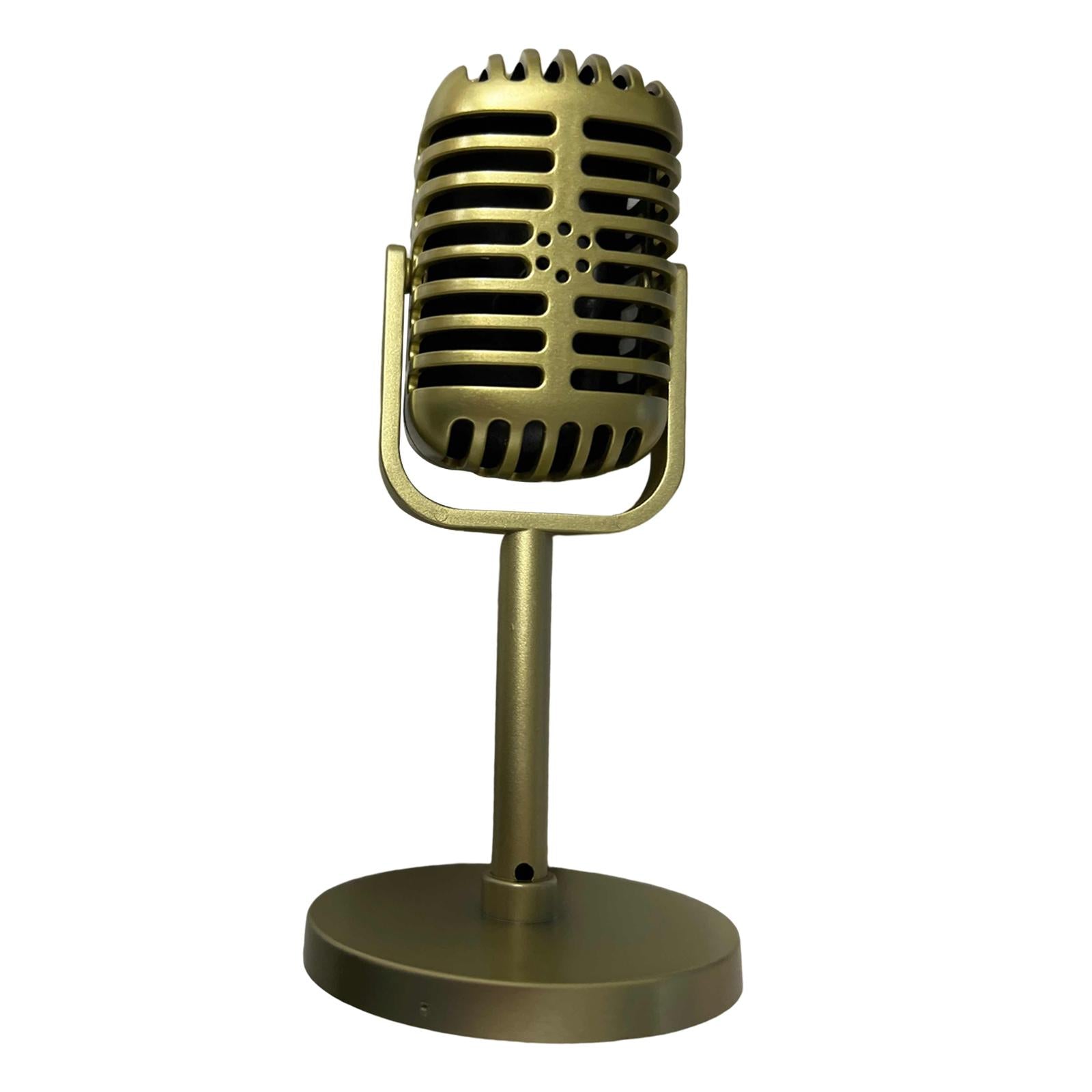 Classic Retro Vintage Style Microphone Prop Photography Props Old Mic Golden