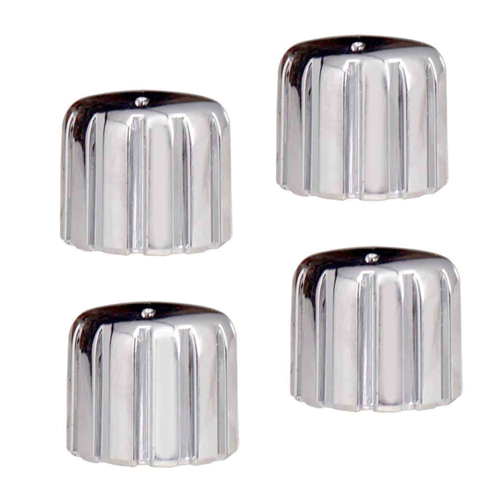 4pcs Plastic Electric Guitar Bass Volume Tone Control Dome Knobs Cap Silver