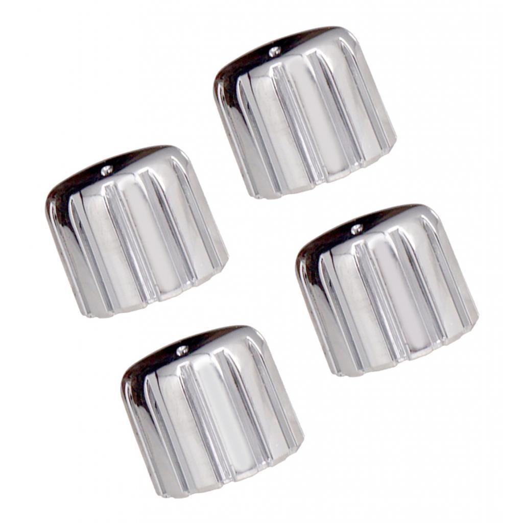 4pcs Plastic Electric Guitar Bass Volume Tone Control Dome Knobs Cap Silver