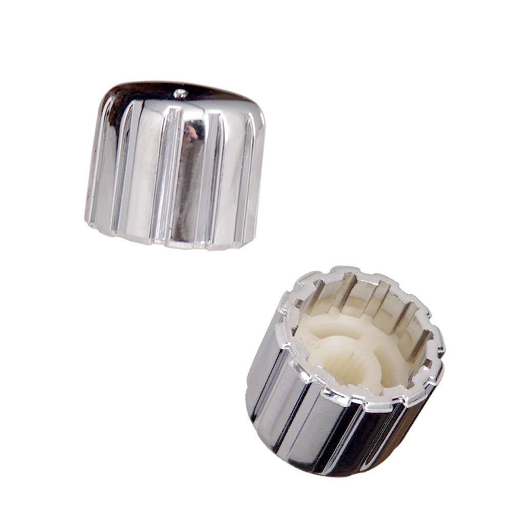 4pcs Plastic Electric Guitar Bass Volume Tone Control Dome Knobs Cap Silver