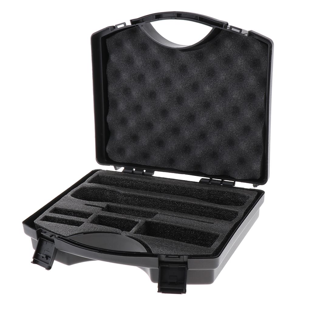 1x Durable Plastic Microphone Storage Case Box Fit 2 Mic Microphone Black