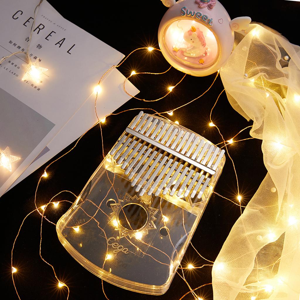 1Pc 17-Key Crystal Kalimba Finger Thumb Piano Mbira Soft Handle Clear