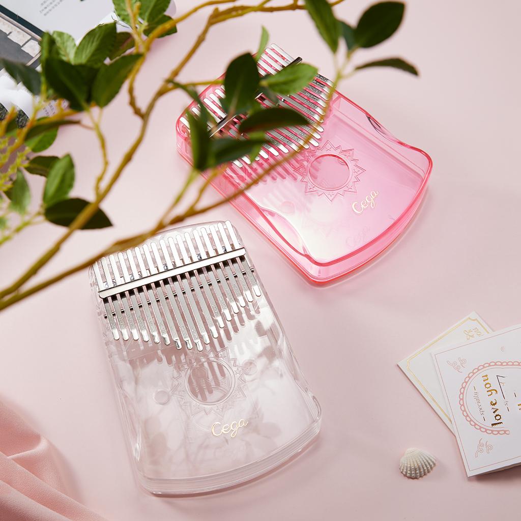 1Pc 17-Key Crystal Kalimba Finger Thumb Piano Mbira Soft Handle Clear