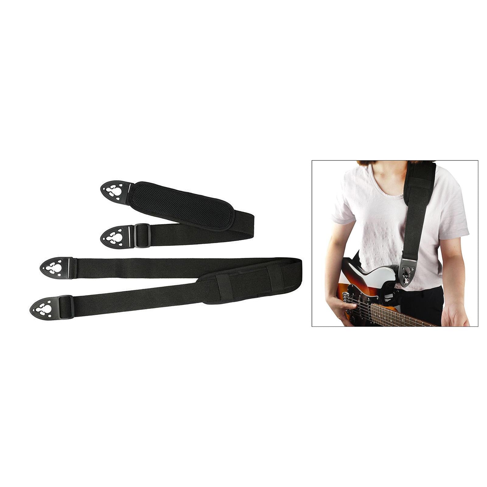 Electric Bass Adjustable Soft Guitar Strap Shoulder Pad Quick Lock 29 inch