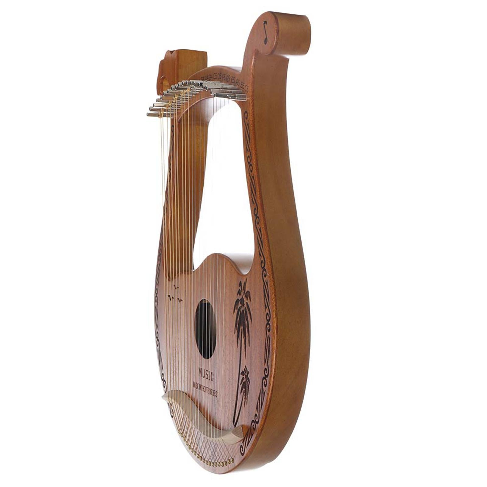 Lyre Harp Mahogany with Tuning Wrench New Year Gift for Music Lovers Kid wood color 19 string