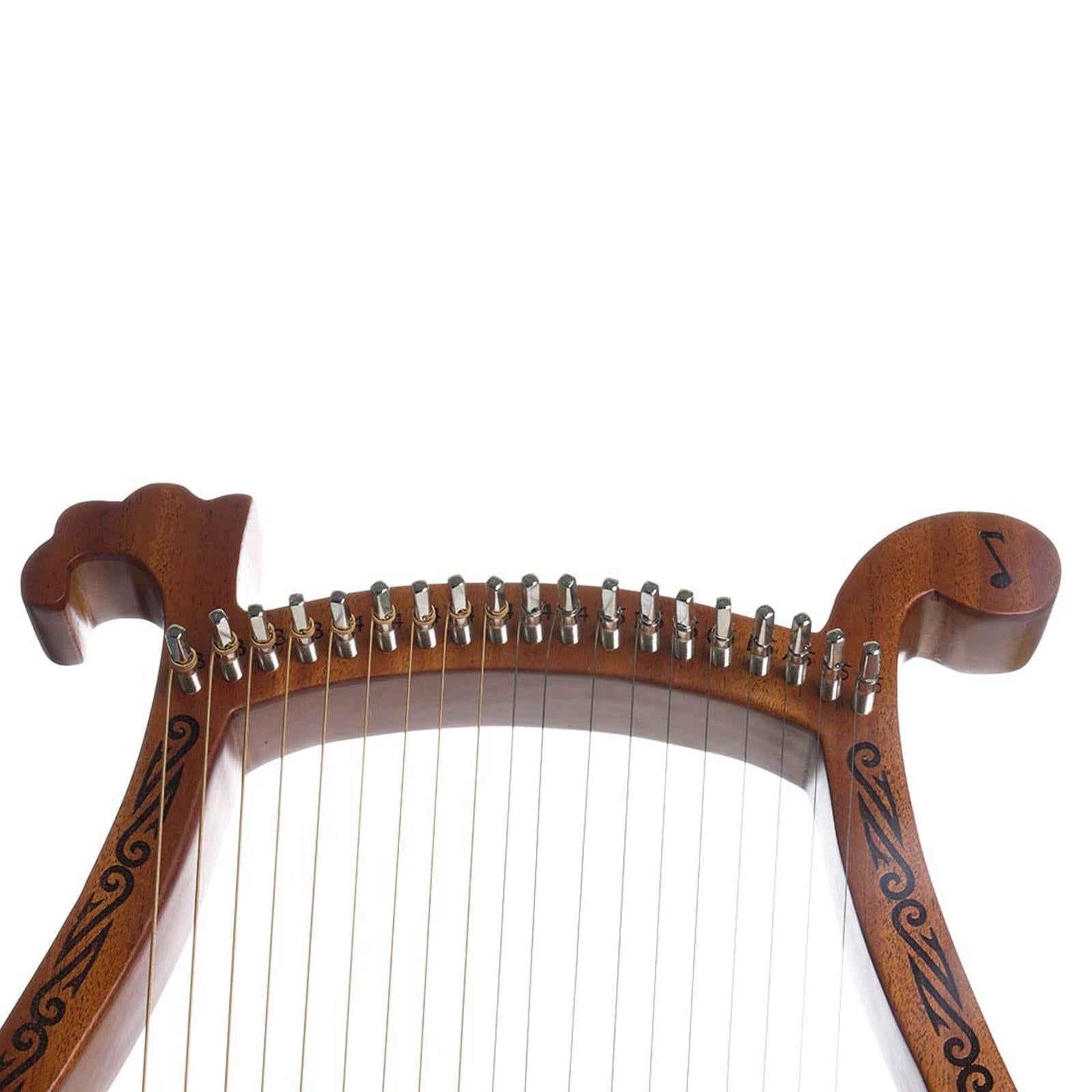Lyre Harp Mahogany with Tuning Wrench New Year Gift for Music Lovers Kid wood color 19 string