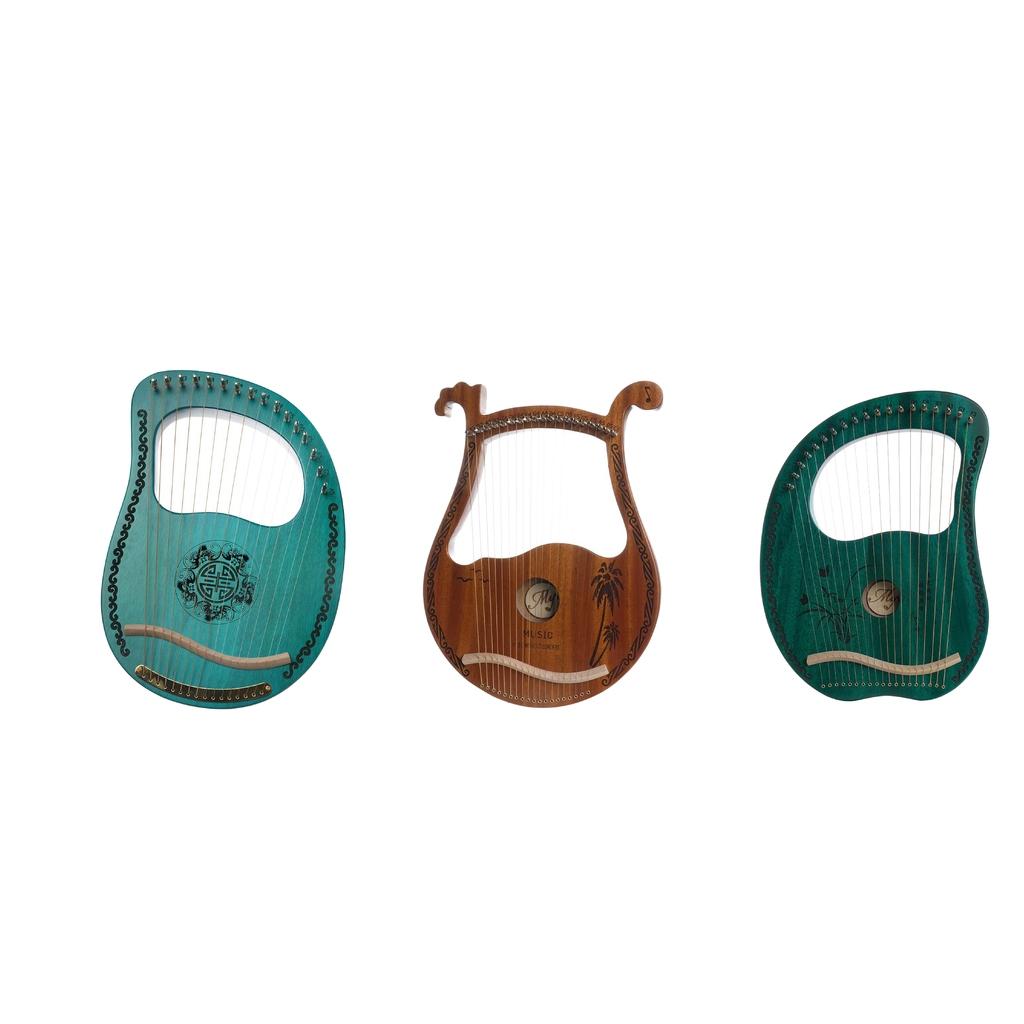 Lyre Harp Mahogany with Tuning Wrench New Year Gift for Music Lovers Kid wood color 19 string