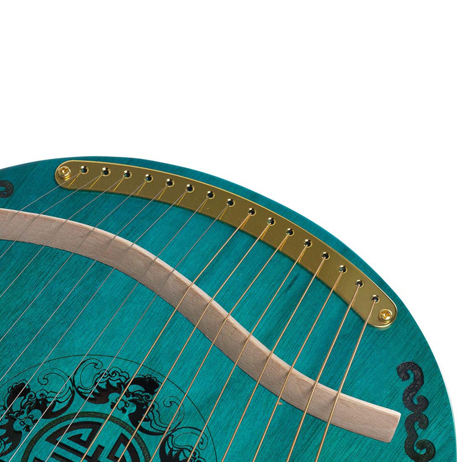 Lyre Harp Mahogany with Tuning Wrench New Year Gift for Music Lovers Kid green 16 srting