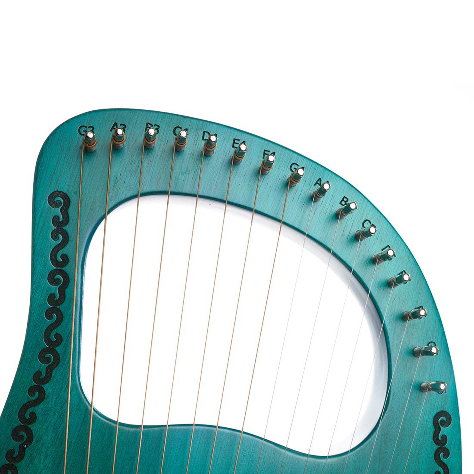Lyre Harp Mahogany with Tuning Wrench New Year Gift for Music Lovers Kid green 16 srting