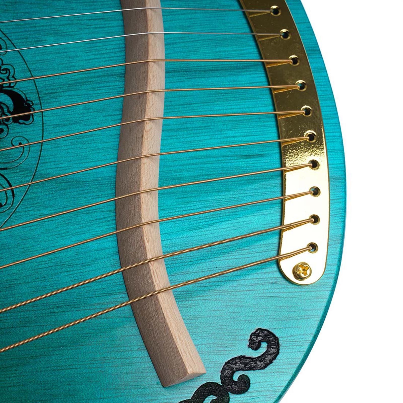 Lyre Harp Mahogany with Tuning Wrench New Year Gift for Music Lovers Kid green 16 srting