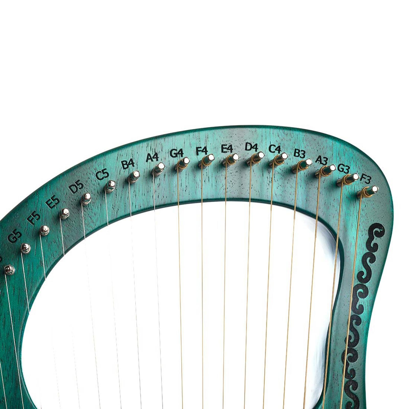 Lyre Harp Mahogany with Tuning Wrench New Year Gift for Music Lovers Kid green 19 string