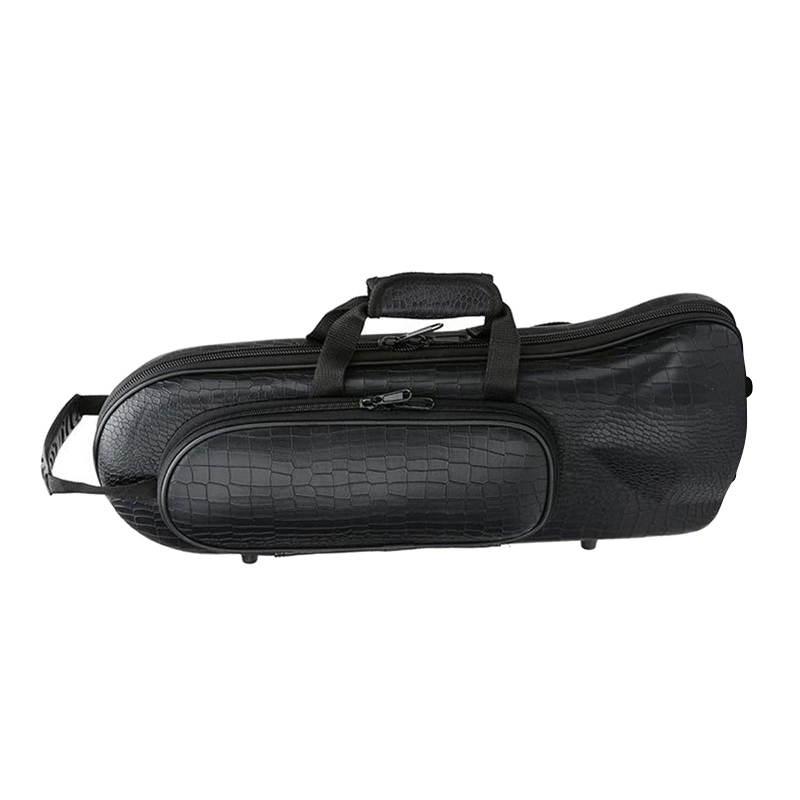 Brass Wind Black Musical Trumpet Case Oxford Gig Bag Black Crocodile Grain