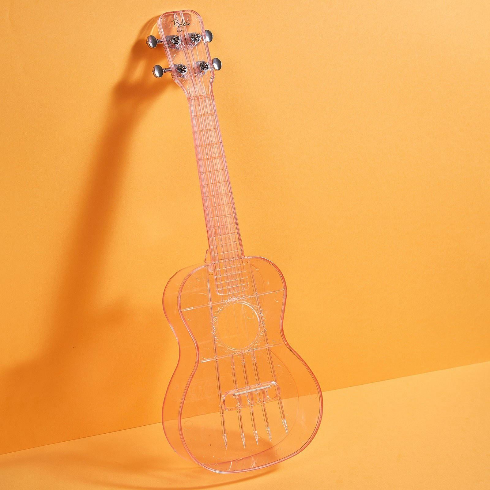Transparent Ukulele Air-nova 4-String with Gig Bag Strings 3 Picks Gift transparent pink