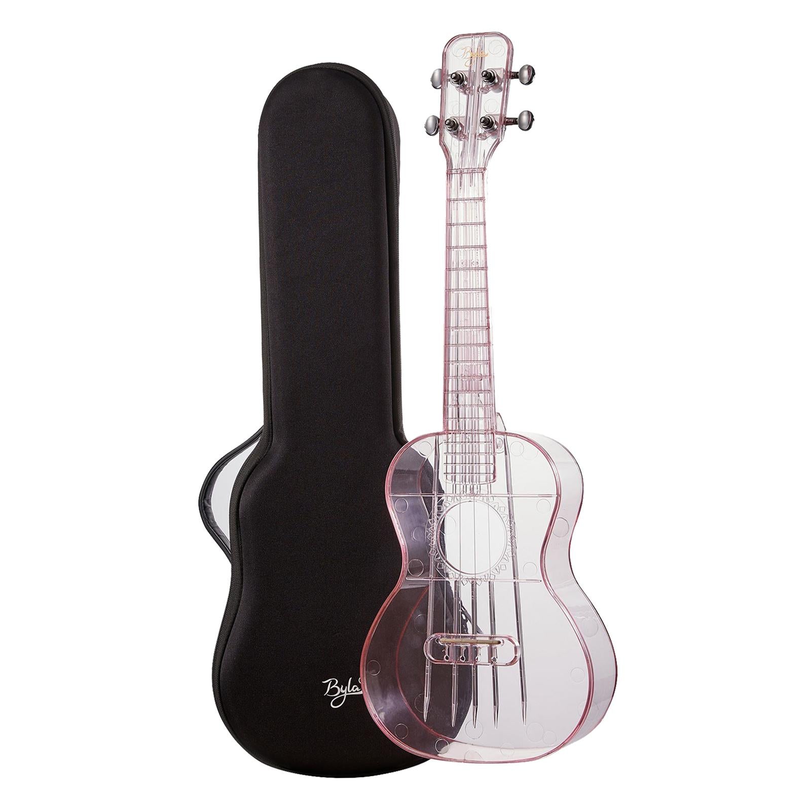 Transparent Ukulele Air-nova 4-String with Gig Bag Strings 3 Picks Gift transparent pink