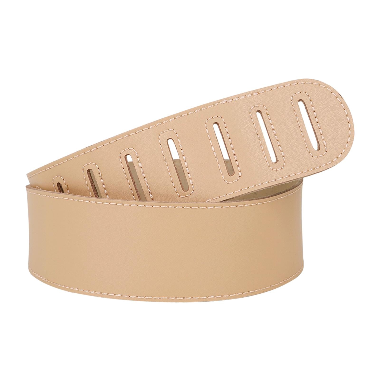 Adjustable Cowhide Soft Strap for Electric Acoustic Guitar Bass Khaki