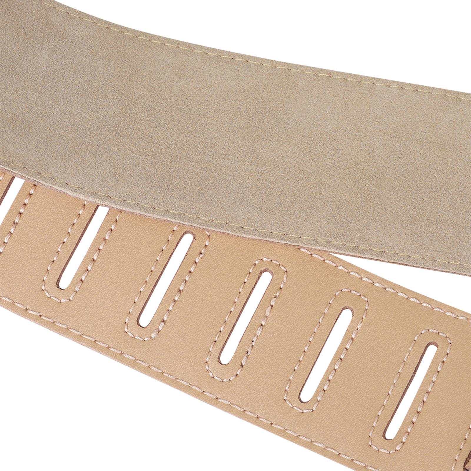 Adjustable Cowhide Soft Strap for Electric Acoustic Guitar Bass Khaki