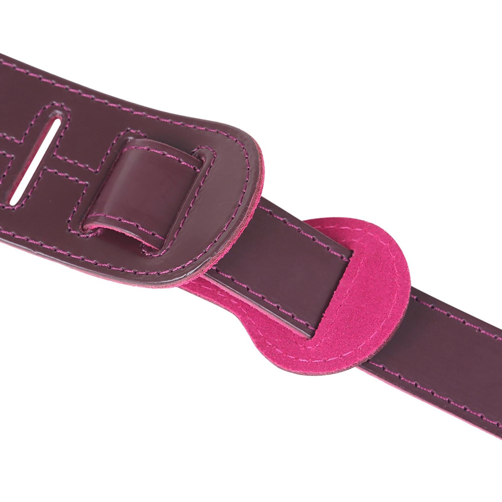 Adjustable Cowhide Soft Strap for Electric Acoustic Guitar Bass Dark Red