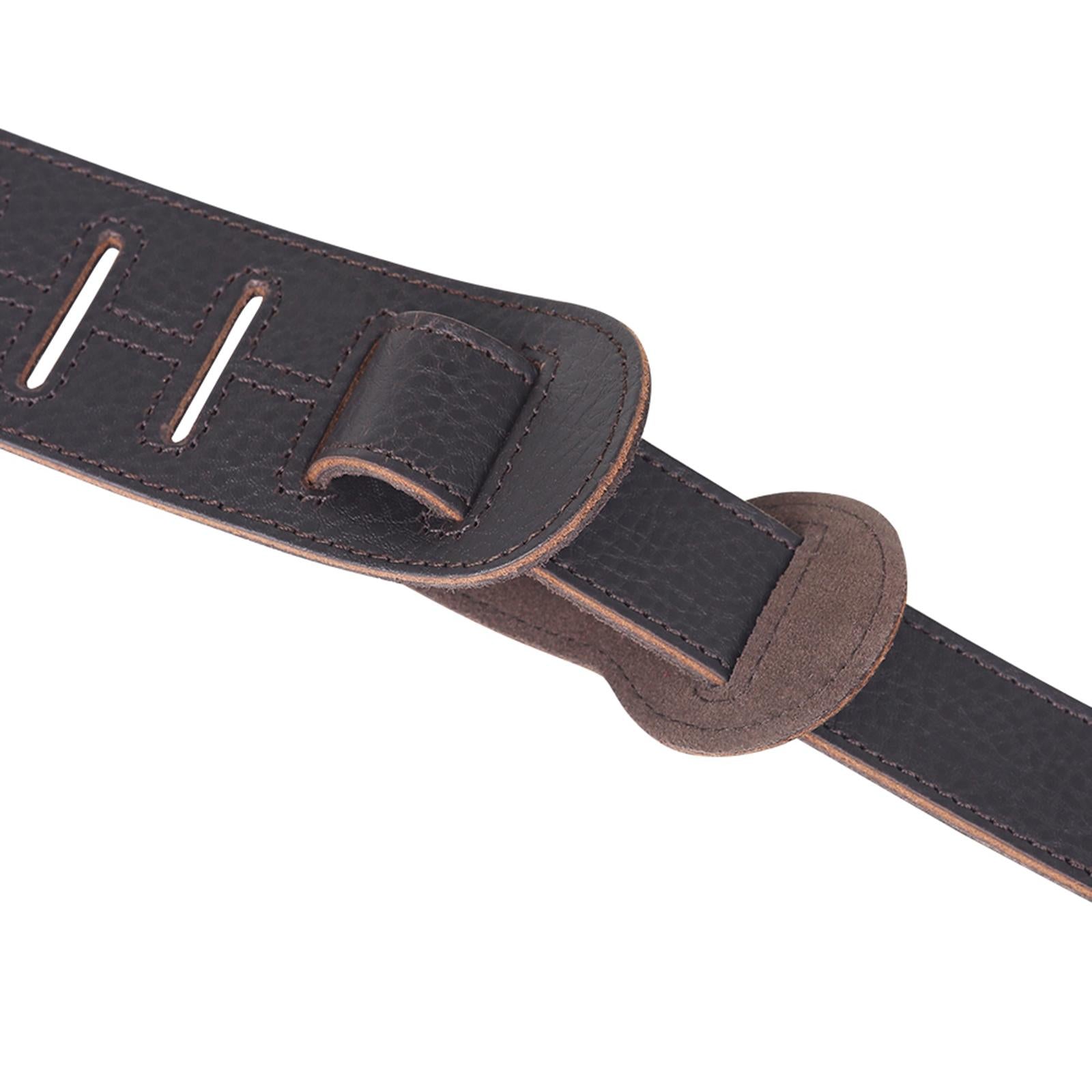 Adjustable Cowhide Soft Strap for Electric Acoustic Guitar Bass Brown