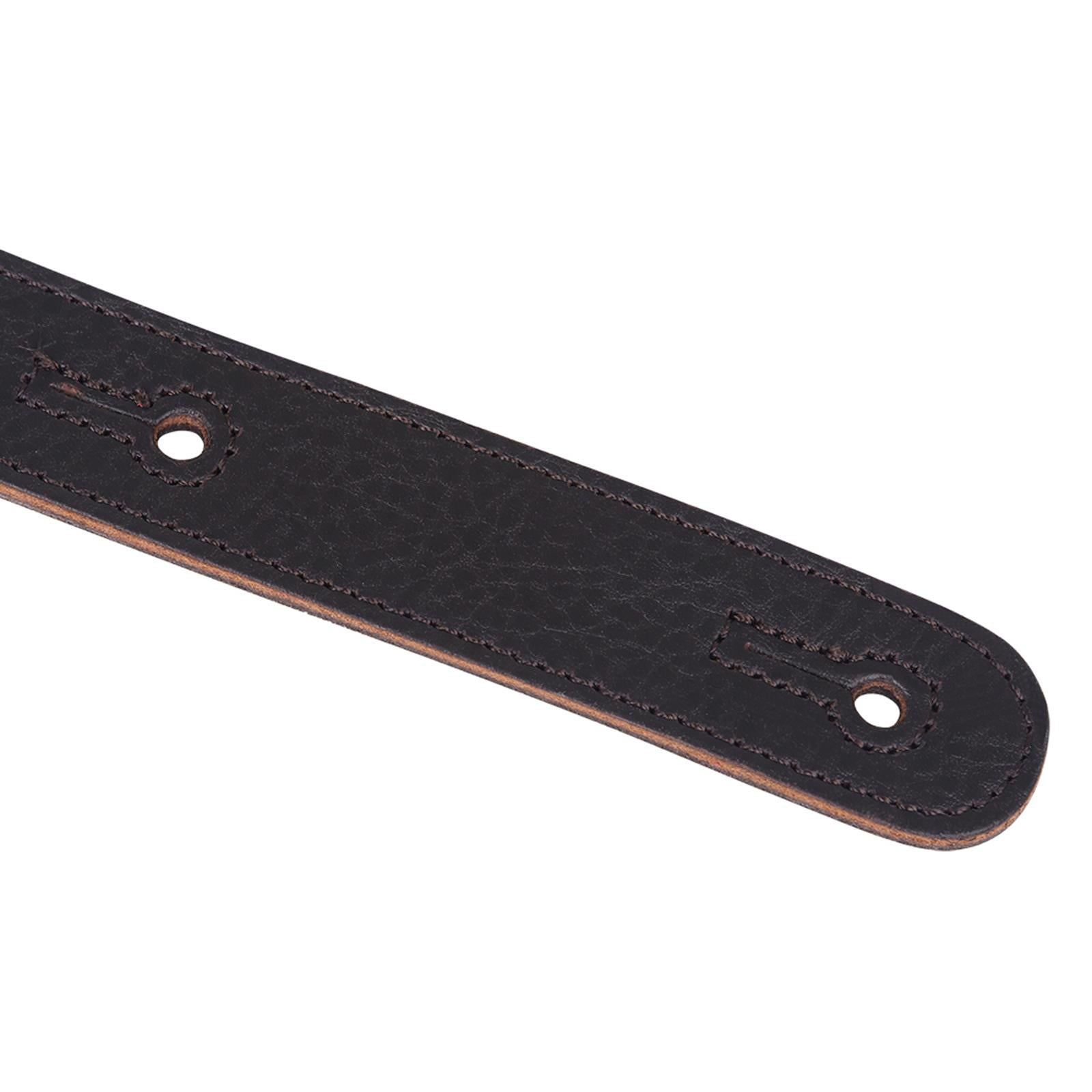 Adjustable Cowhide Soft Strap for Electric Acoustic Guitar Bass Brown