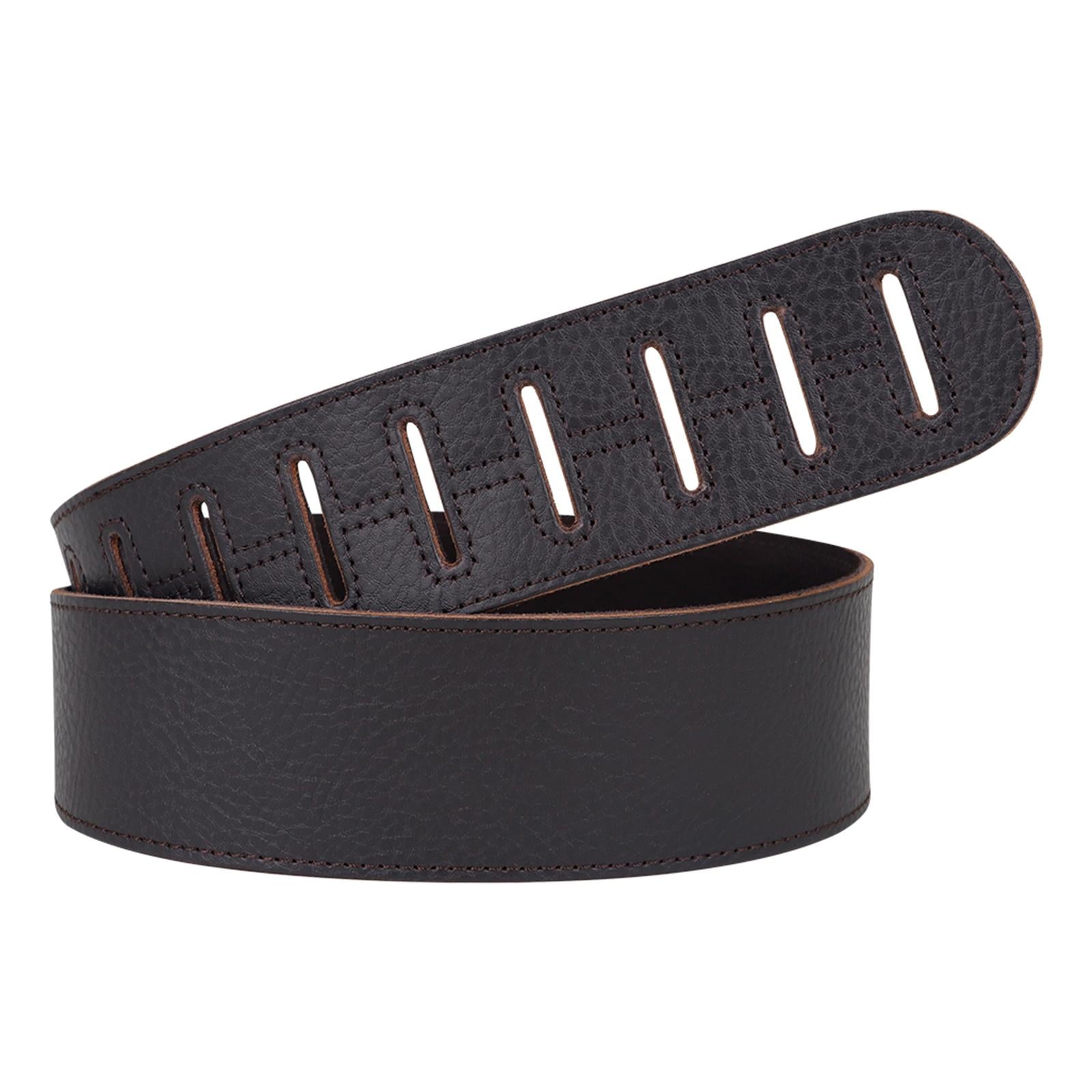 Adjustable Cowhide Soft Strap for Electric Acoustic Guitar Bass Brown