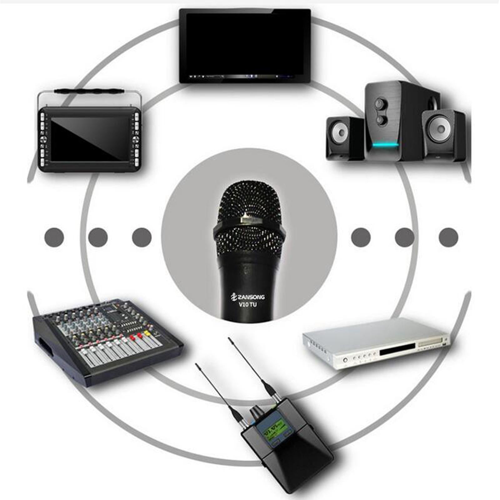 Pro V10 Wireless VHF Handheld Microphone with USB Receiver Karaoke Mic
