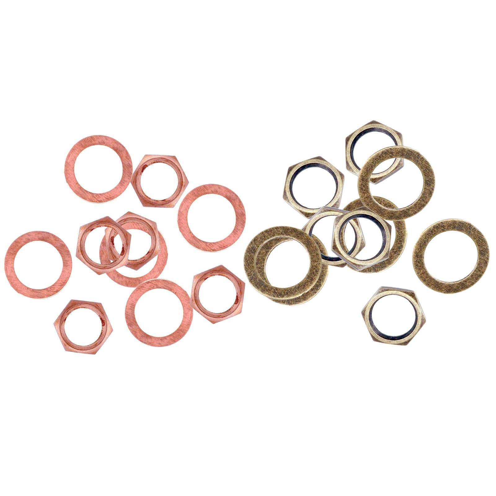 10pcs 3/8 Guitar Jack Output Nuts with Lock Washer Set for Guitar Bass Parts