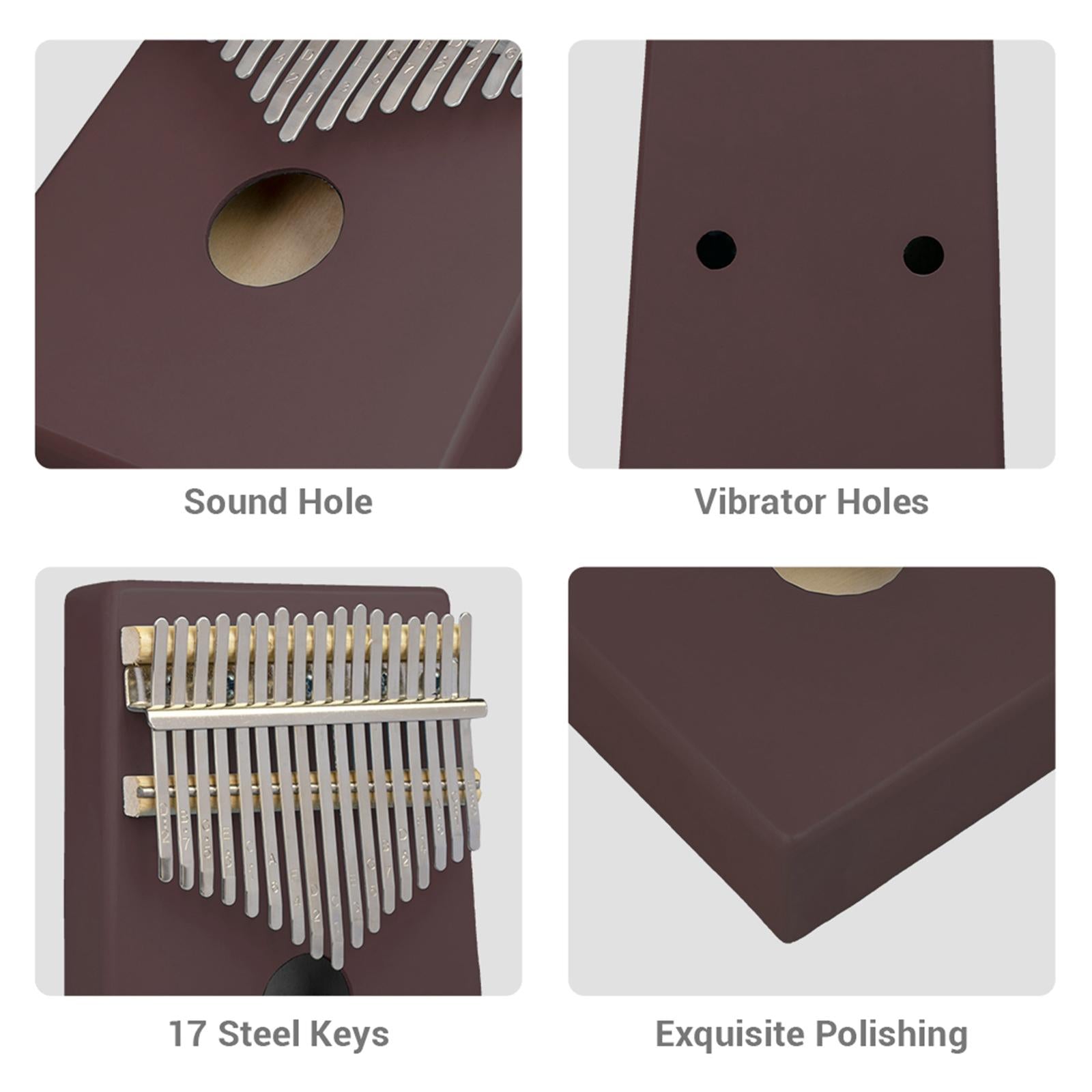 17-Key Kalimba Thumb Piano Wood African Mbira with Tuning Hammer Percussion