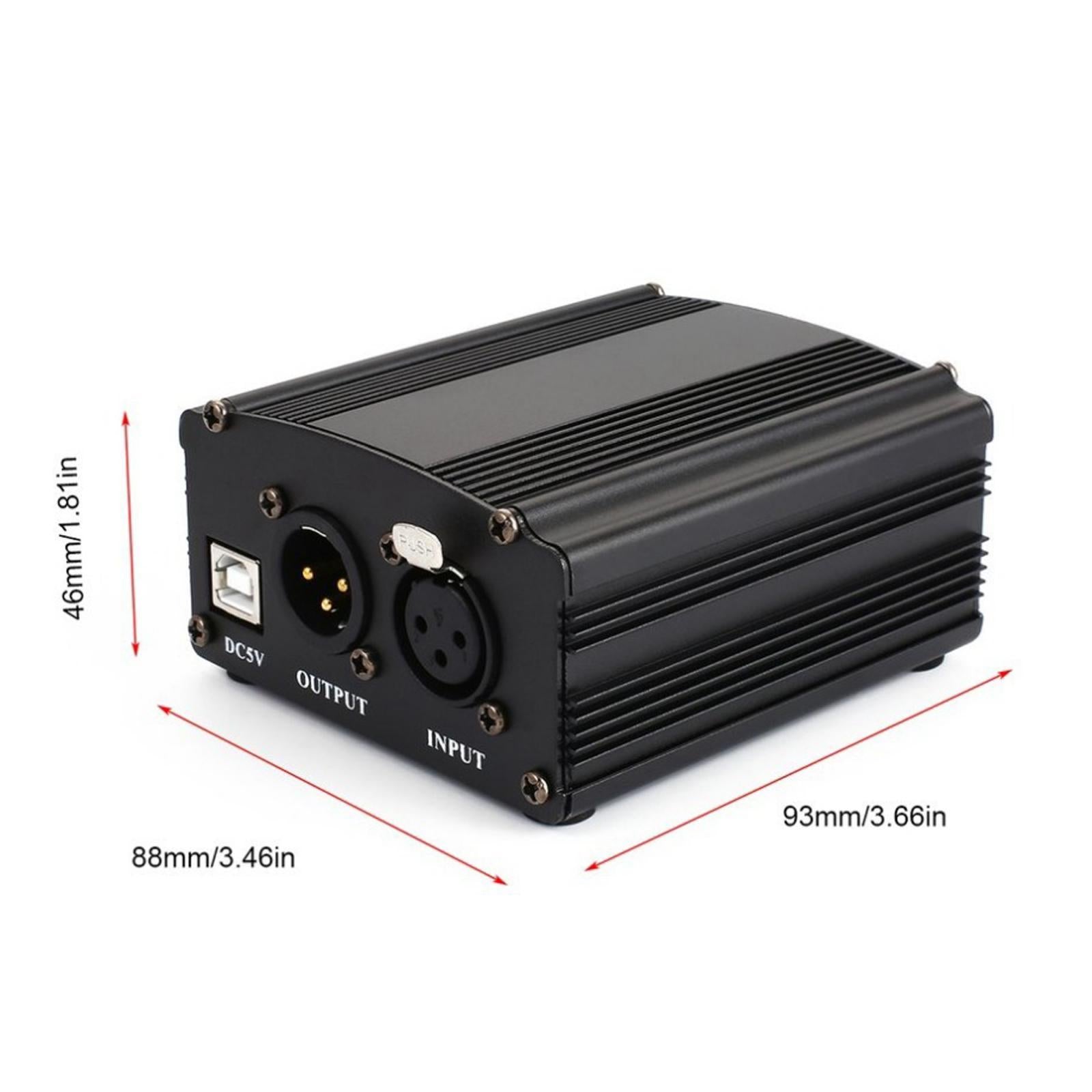 48V Phantom Power Supply with Charging Cable for Microphone Music Recording