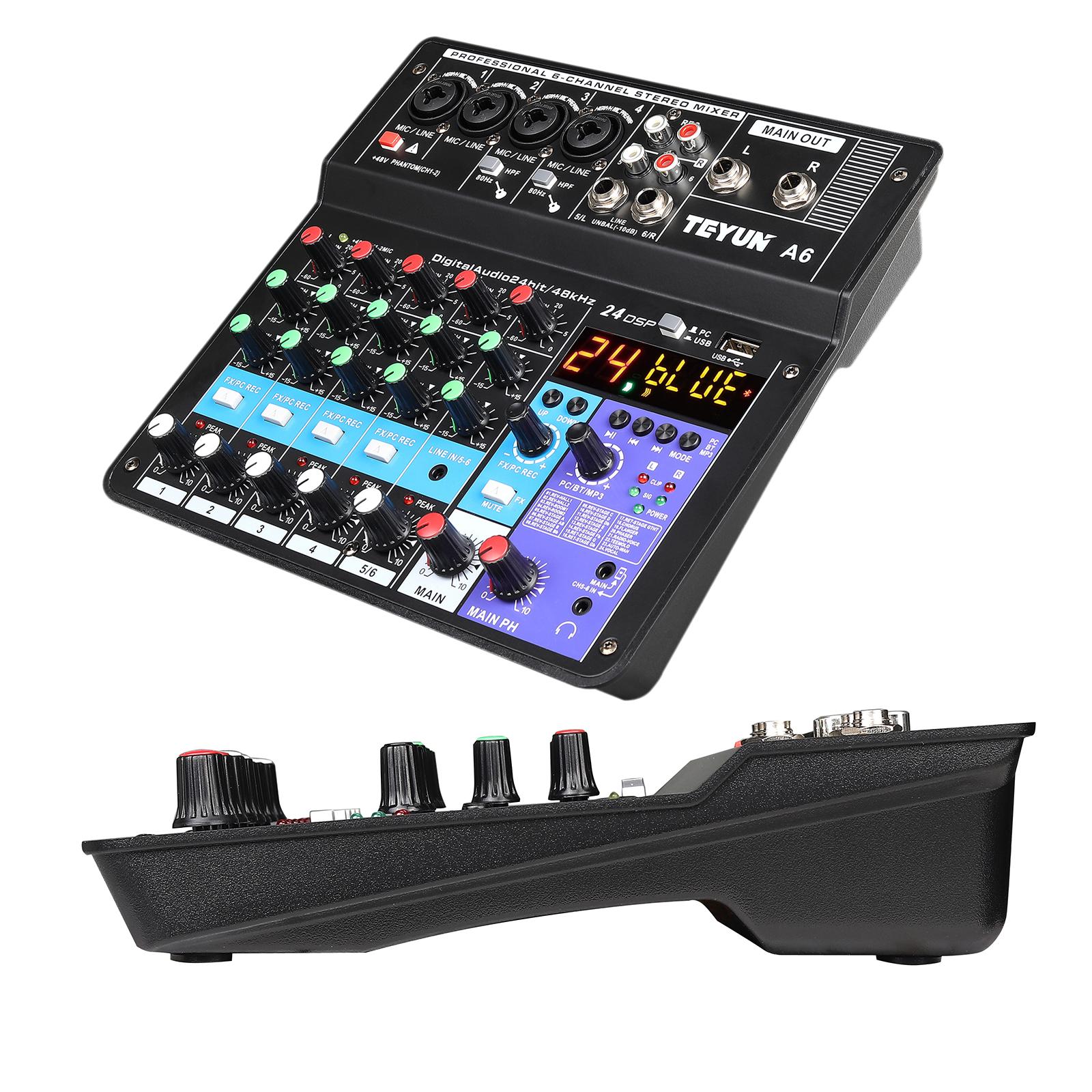 Professional DJ Audio Mixer 6-Channel Compatible DJ Controller Sound Mixer