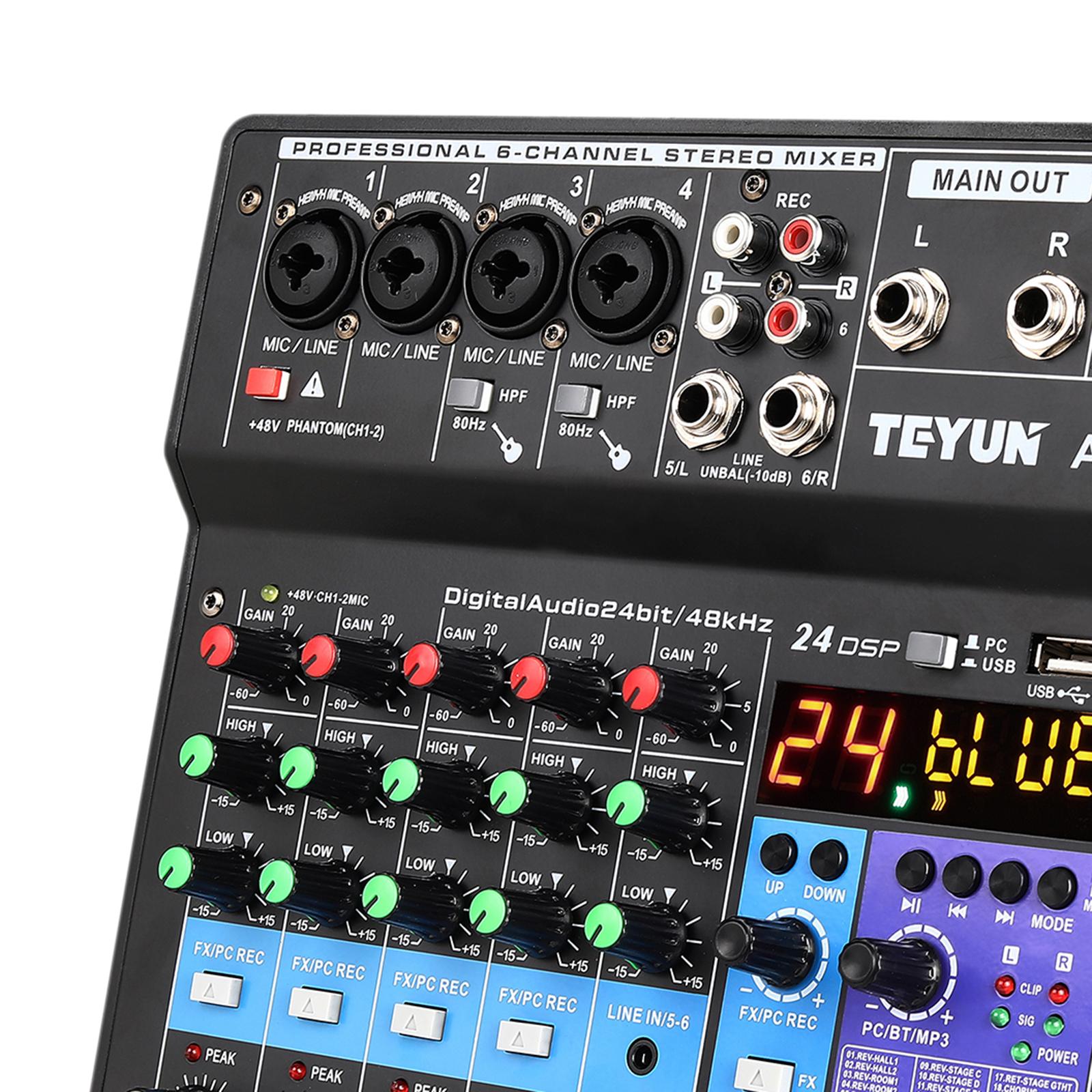 Professional DJ Audio Mixer 6-Channel Compatible DJ Controller Sound Mixer