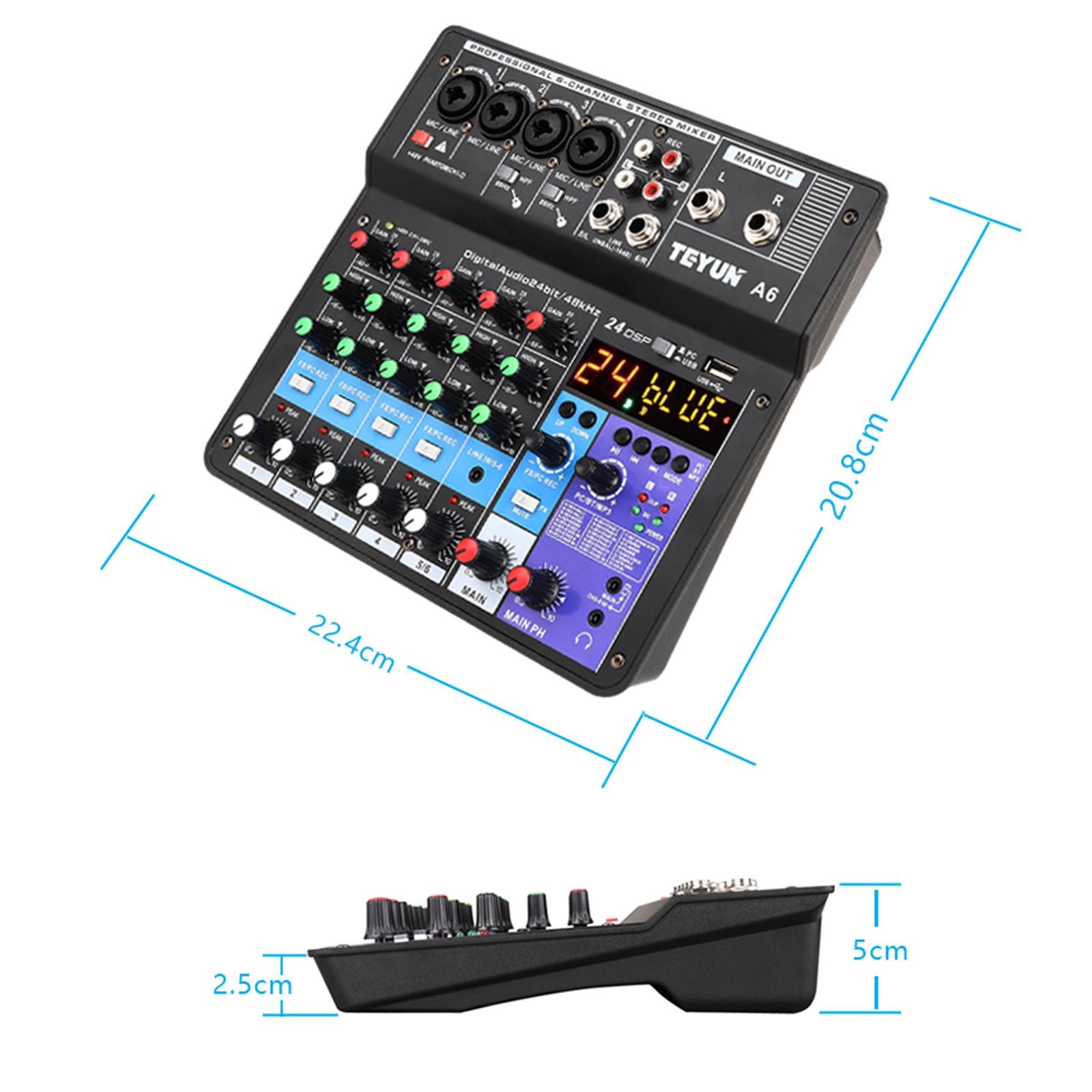 Professional DJ Audio Mixer 6-Channel Compatible DJ Controller Sound Mixer