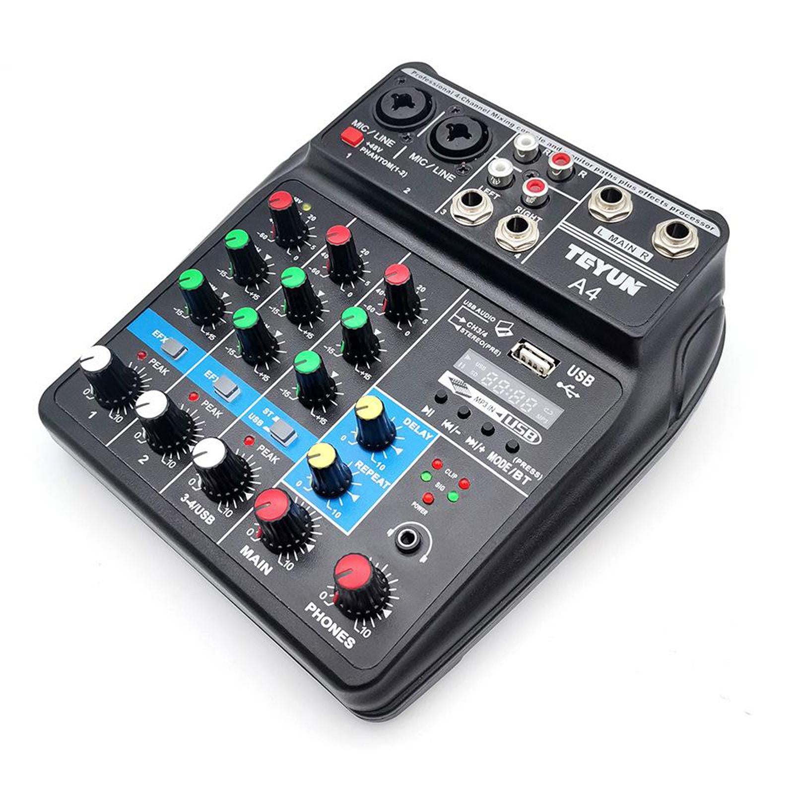 Portable 4 Channel Digital Sound Mixing Console 48V Amplifier