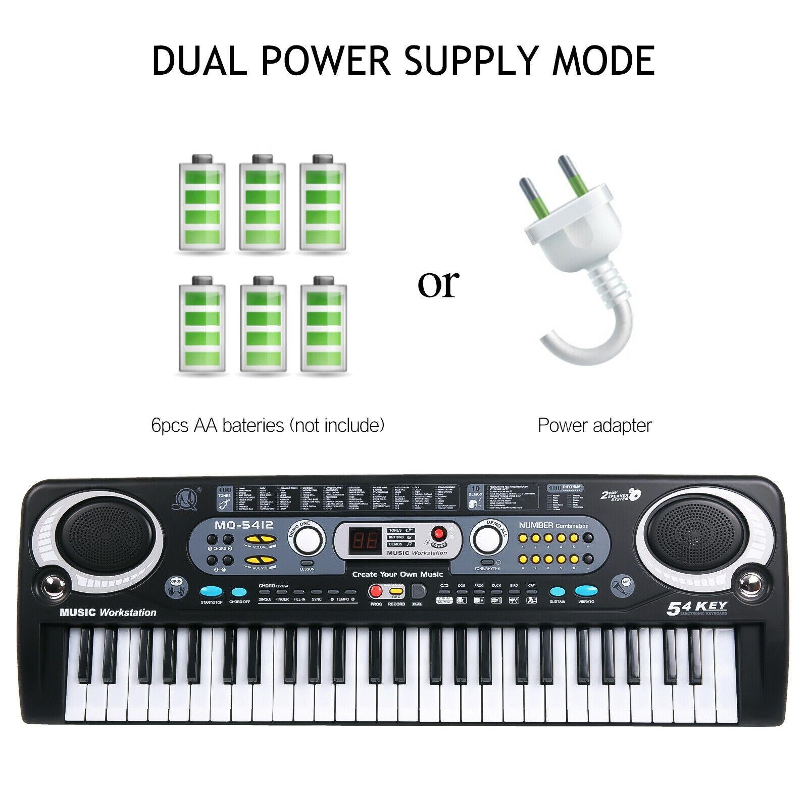 54 Key Digital Music Electronic Keyboard Key Board Electric Piano EU Plug