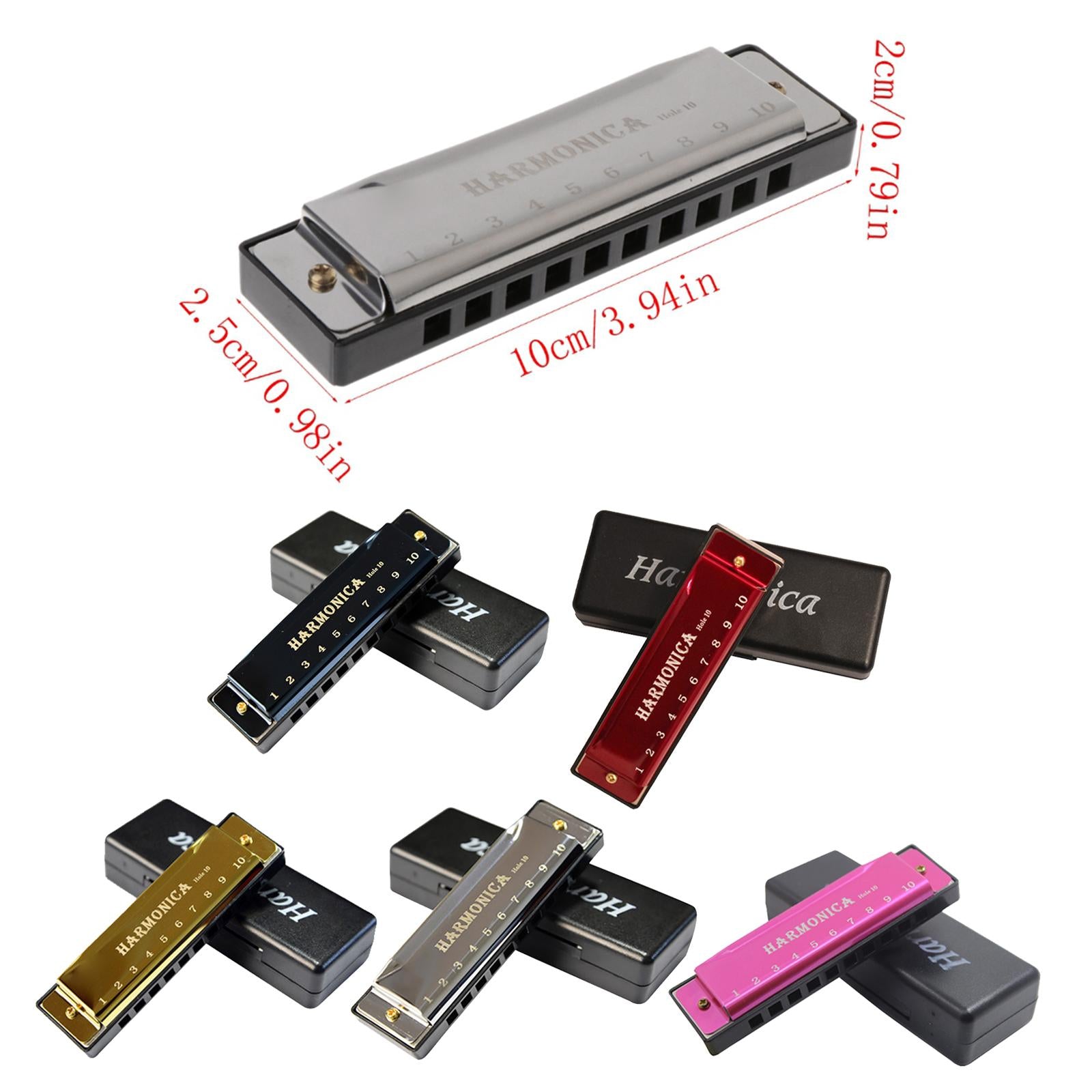 Blues Harmonica Diatonic Harp Mouth Organ 10 Hole Musical Instrument Red
