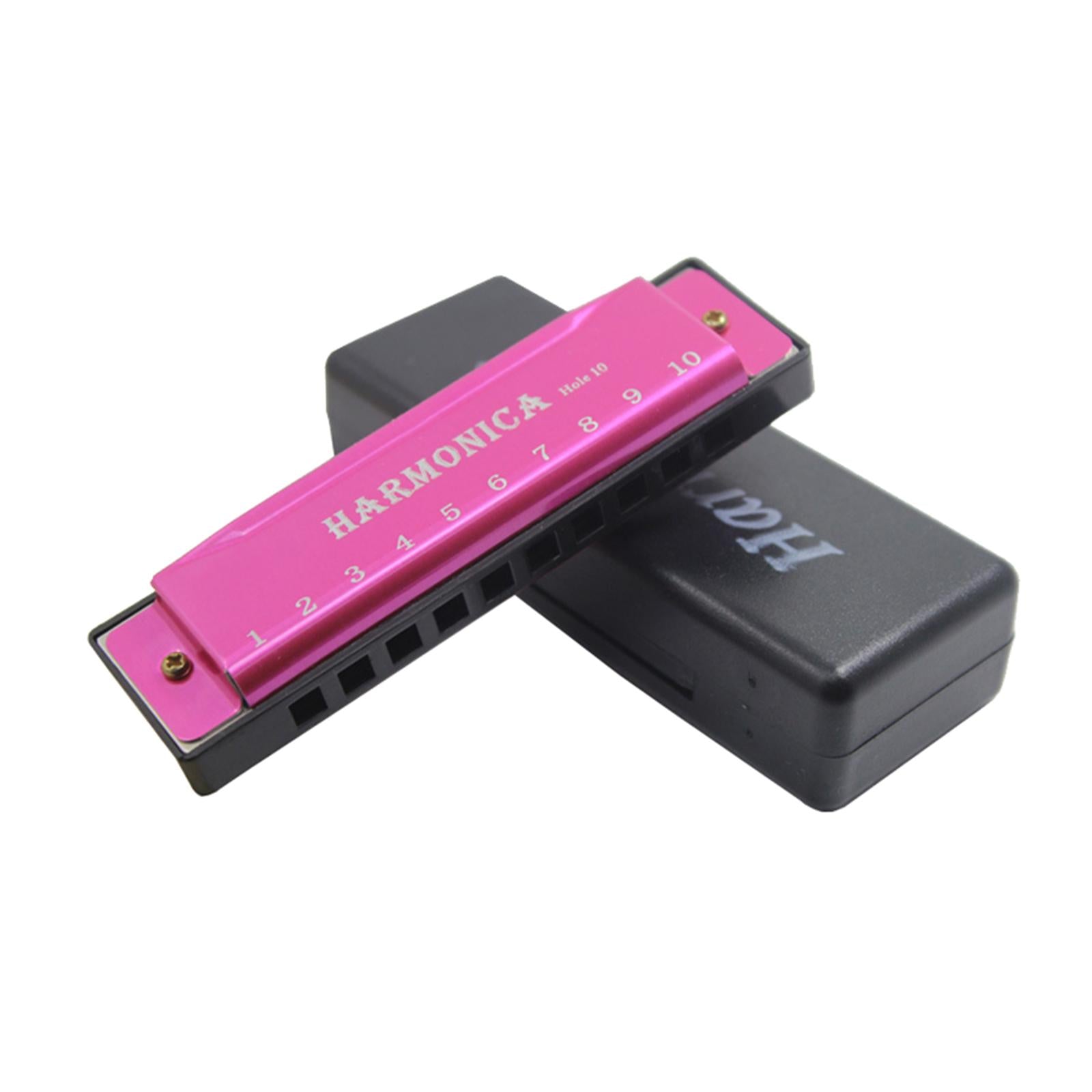 Blues Harmonica Diatonic Harp Mouth Organ 10 Hole Musical Instrument Pink