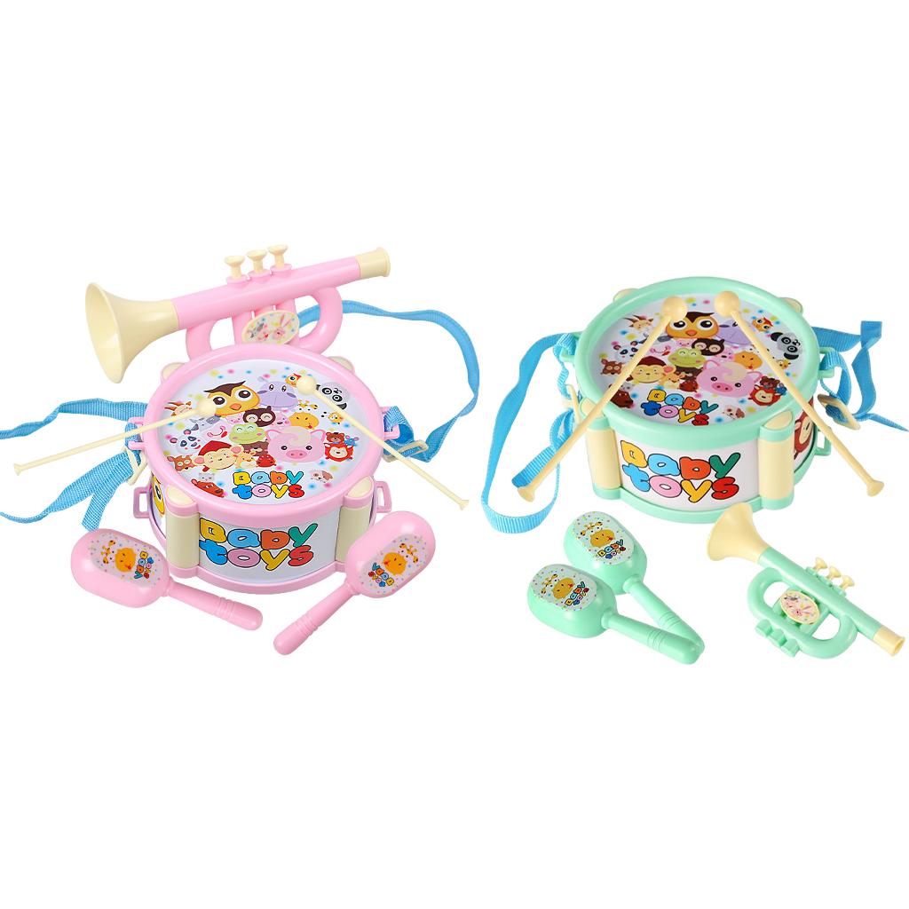 Kids Drum Toy Music Instrument Kit Early Learning Education Toy Green