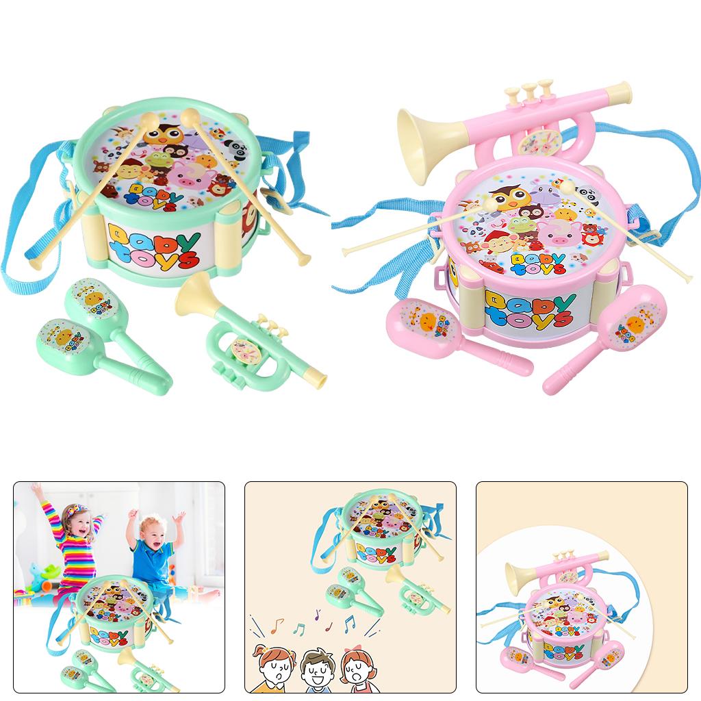 Kids Drum Toy Music Instrument Kit Early Learning Education Toy Green