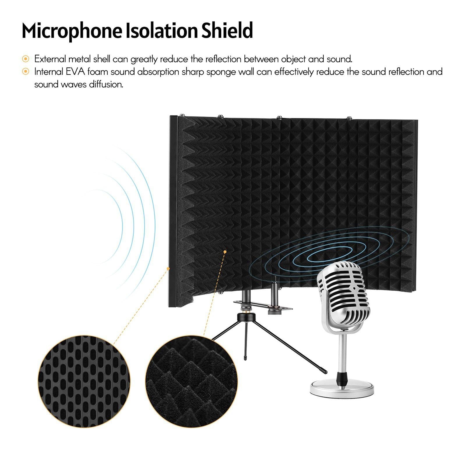 Microphone Isolation Screen Mic Sound Absorbing Foam Filter for Broadcasting