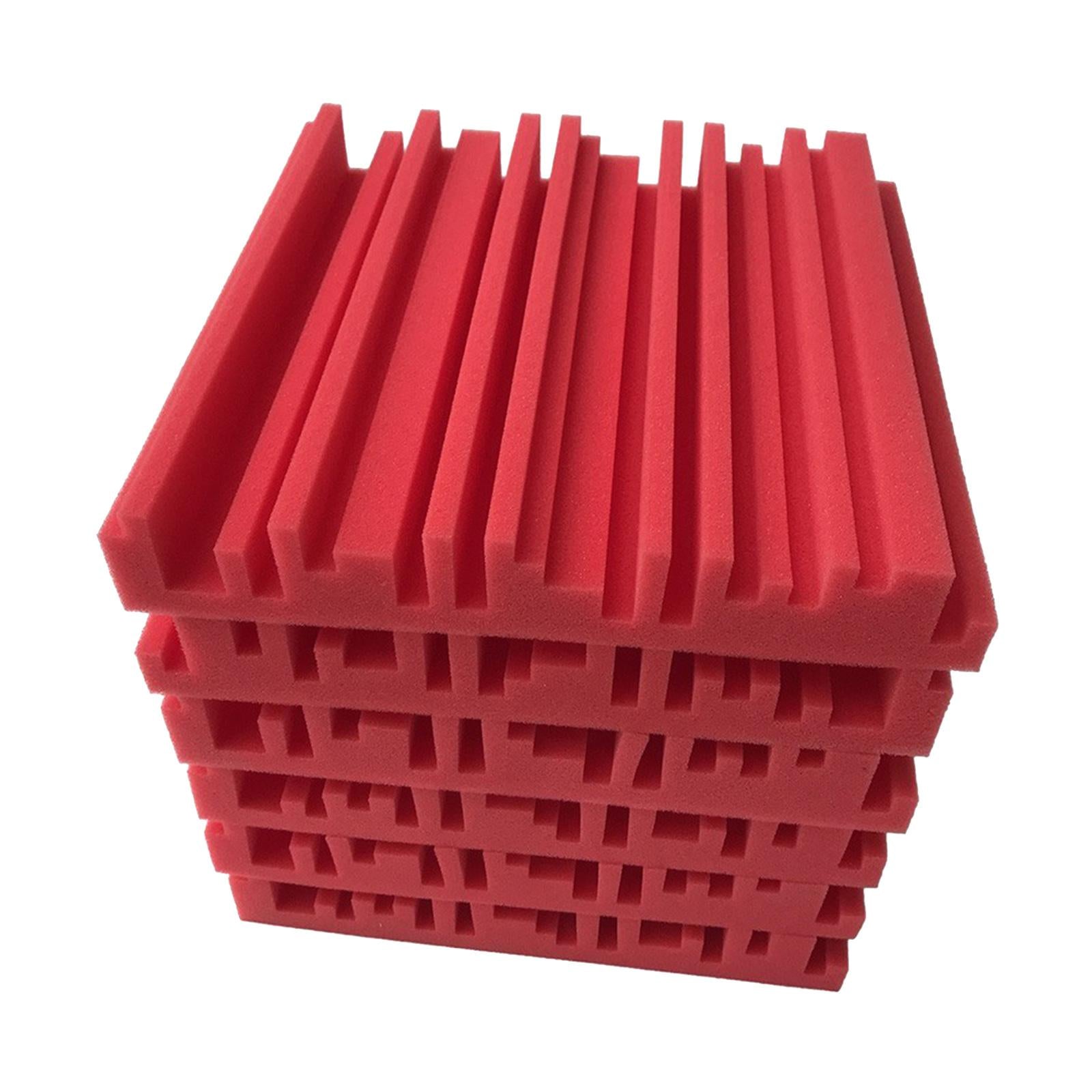 6pcs 30X30X5CM Soundproofing Acoustic Foam Noise Sound-Absorbing Red