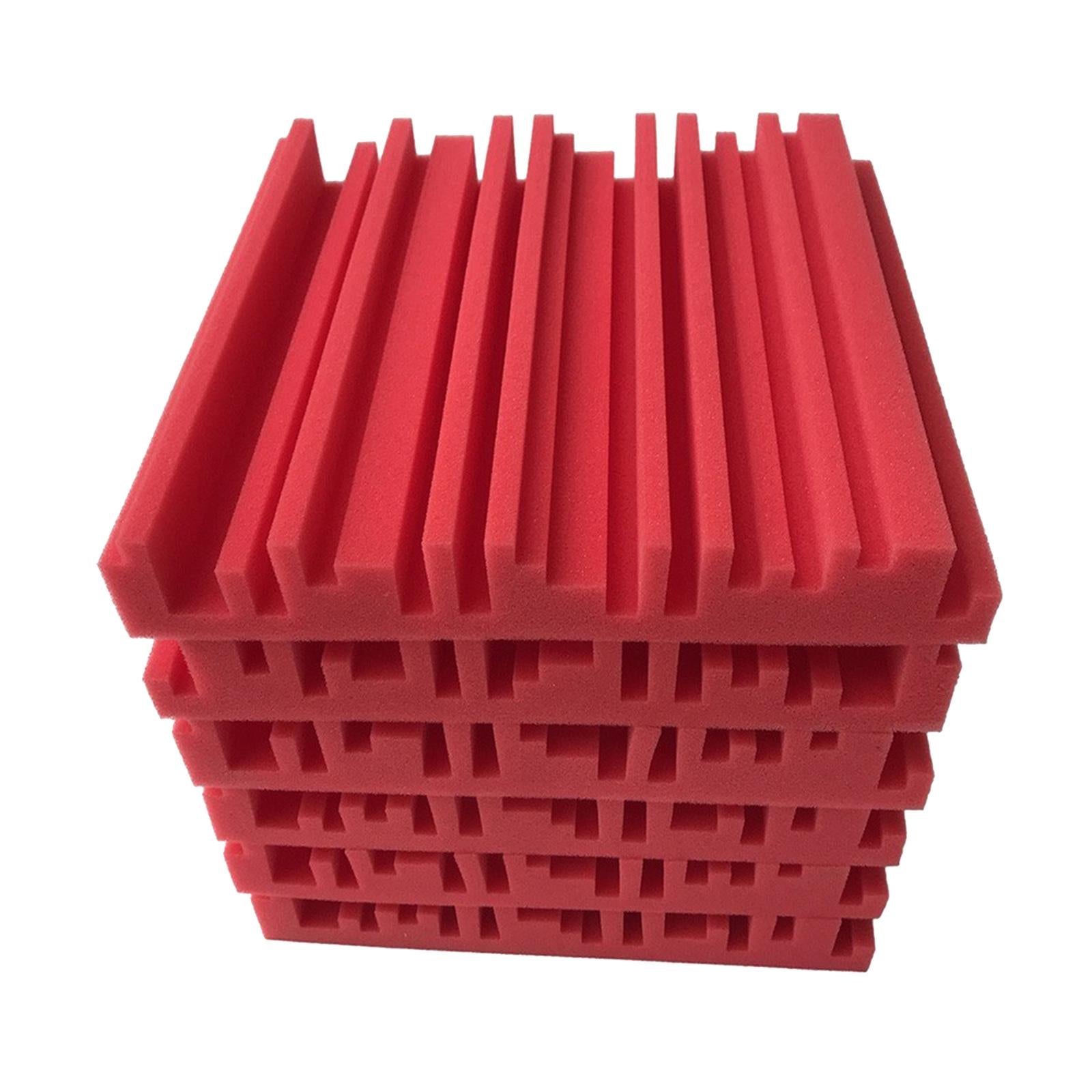 6pcs 30X30X5CM Soundproofing Acoustic Foam Noise Sound-Absorbing Red