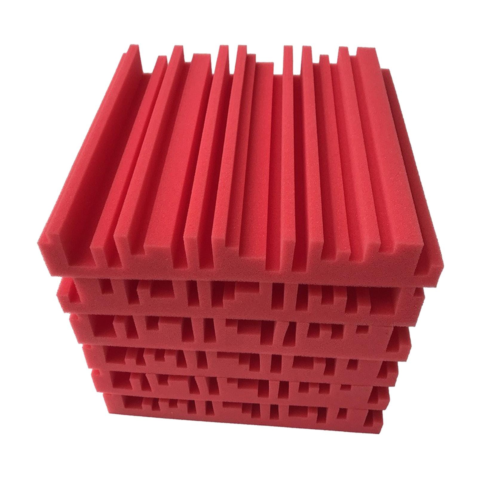 6pcs 30X30X5CM Soundproofing Acoustic Foam Noise Sound-Absorbing Red