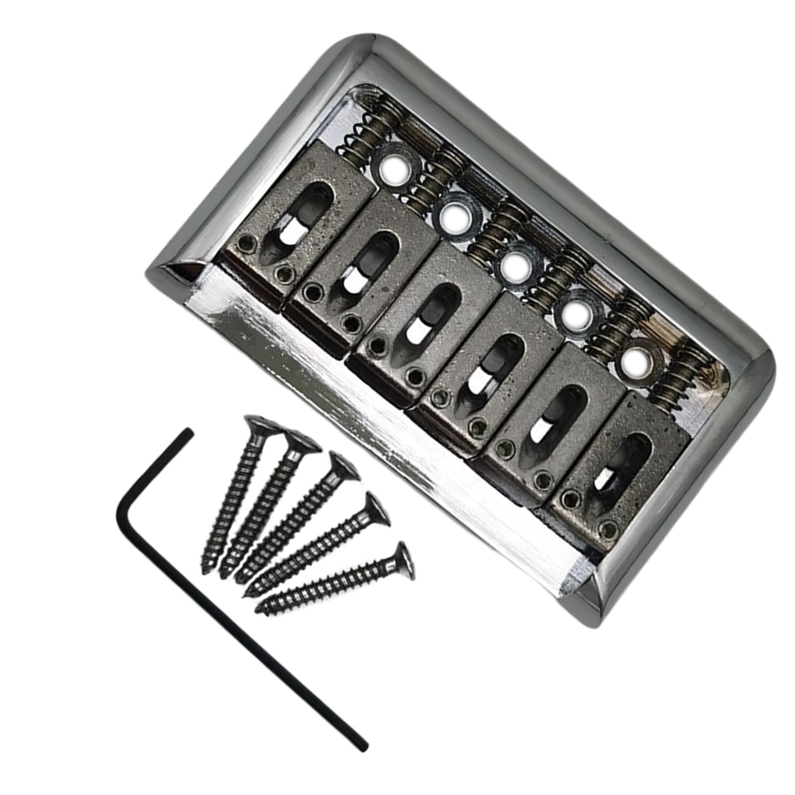 Non-Tremolo Guitar Hardtail Bridge for 6 String Electric Guitar Chrome Silver