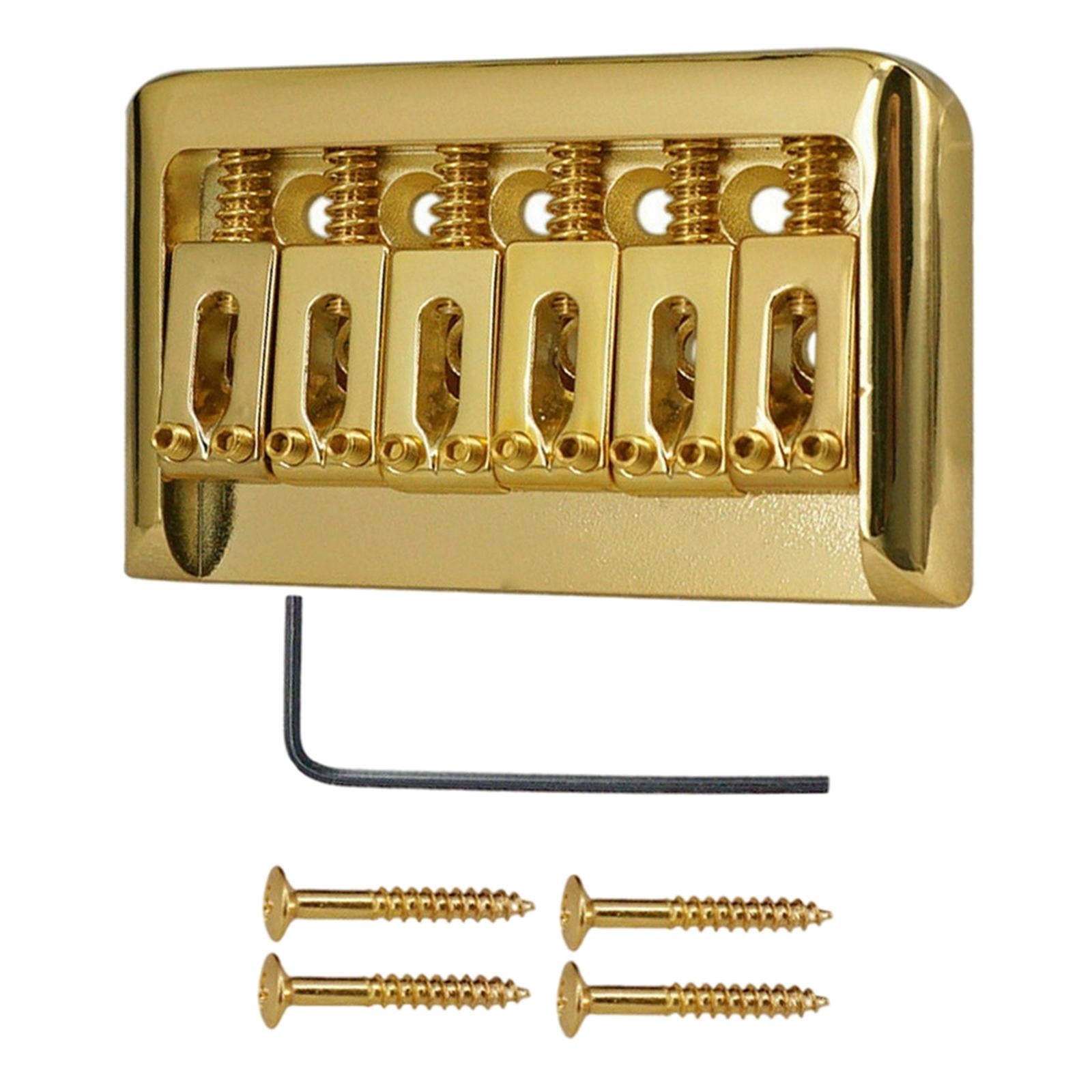 Non-Tremolo Guitar Hardtail Bridge for 6 String Electric Guitar Chrome Gold