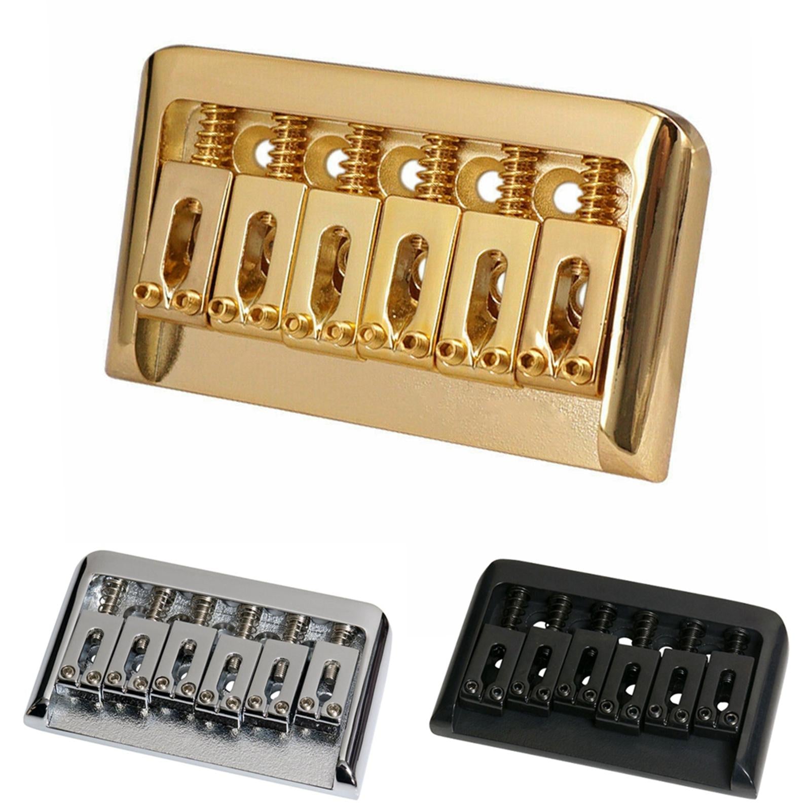 Non-Tremolo Guitar Hardtail Bridge for 6 String Electric Guitar Chrome Gold