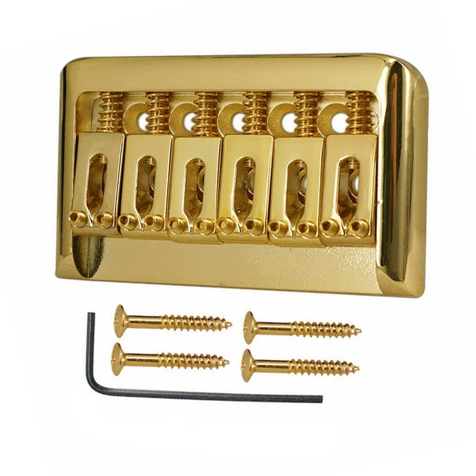 Non-Tremolo Guitar Hardtail Bridge for 6 String Electric Guitar Chrome Gold