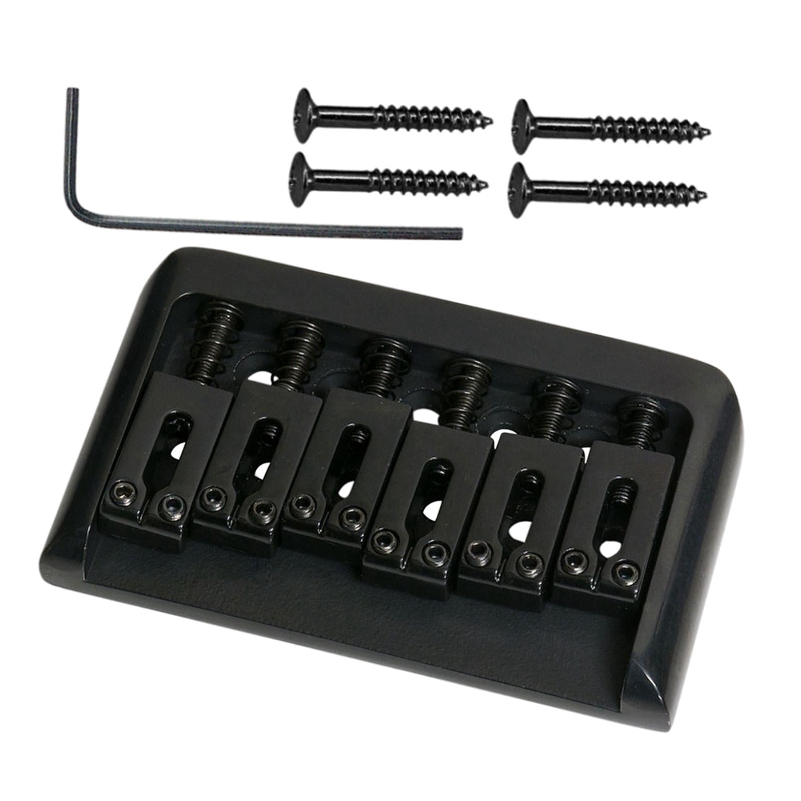 Non-Tremolo Guitar Hardtail Bridge for 6 String Electric Guitar Chrome Black